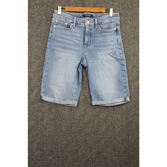 Ralph Lauren Size 6 Women Denim Bermuda Shorts Light Was Stretch - Picture 1 of 5